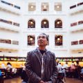 Haruki Murakami viewing the iconic the Latrobe Reading Room.