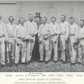 The All England 11 about to embark for Australia. Mr Mallam, the top-headed gentleman behind the players, was the agent for Spiers and Pond